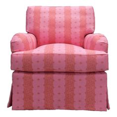 a pink chair with stripes on it