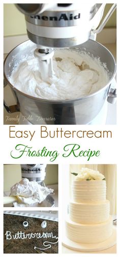 a collage of photos showing how to make buttercream frosting