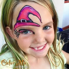 Easy Kid Halloween Face Paint, Witch Hat Face Paint, Halloween Kids Makeup Easy, Quick Halloween Face Paint, Halloween Face Makeup For Kids, Face Painting Ideas For Kids Halloween, Easy Halloween Face Paint For Kids, Fast Face Painting Designs