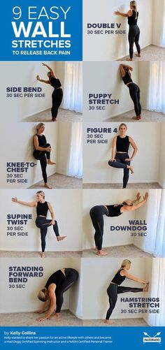 Cardio Yoga, Bolesti Chrbta, Wall Workout, Beginner Yoga, Iyengar Yoga, Relieve Back Pain, Popsugar Fitness, Fitness Photos