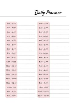 the daily planner is shown in pink and white with numbers for each month on it