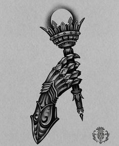 a drawing of a dagger with spikes on it