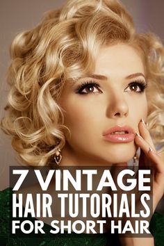 7 Vintage Hairstyles for Short Hair | If you’re looking for easy yet classy step-by-step retro hair tutorials for a wedding or vintage everyday looks you can recreate in minutes, we’ve curated ideas from the 20s and 50s (and all the decades in between) to inspire you. Perfect for pixie cuts and bob haircuts, learn how to get retro curls and victory rolls for your hair length, plus some of our favorite pinup hairstyles! #vintageshairstyles #vintagecurls #shorthairstyles Vintage Short Hair, Cabelo Pin Up, Retro Hairstyles Tutorial, Retro Curls, Vintage Curls, Victory Rolls