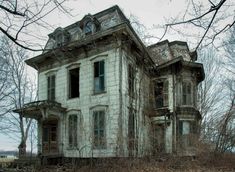 an old abandoned house in the woods