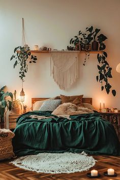 100+ Cozy Green Bedroom Ideas For A Refreshing Retreat Forest Green Comforter Bedroom Ideas, Forest Green Accent Bedroom, Bedroom Ideas Forest Green, Dark Green Bed Sheets, Green Bedroom Color Schemes, Bedroom Ideas Green Bedding, Cozy Bedroom Ideas Green, Emerald Green Room Ideas Bedroom, Dark Green Room Ideas Bedroom