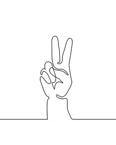 a line drawing of a hand making the peace sign