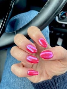 Pink Chrome Nails, Hot Pink Nails, Classy Acrylic Nails, Pink Nail, Pink Acrylic Nails