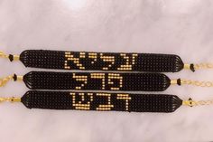 Details: BEADEDBYMARLEY Email for custom orders Hebrew Letters, Bow Bracelet, Bead Loom Patterns, Loom Patterns, Loom Beading, Chain Link Bracelet, Fashion Advice, Link Bracelets, Chain Link