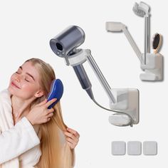 PRICES MAY VARY. Abs 👋 Hands-Free Operation: Whether drying your own hair or styling someone else’s, you no longer need to hold the dryer. Use the hands free blow dryer holder wall mounted or the hair dryer hanger wall mount for a hands-free experience, making it a lifesaver for those with long hair. 🪜 Adjustable Height and Angle: Enjoy the freedom to adjust the height and angle, allowing for comfortable hair styling sessions without fatigue. The aluminum alloy support rod and silicone card he Hands Free Hair Dryer, Blow Dryer Holder, Lazy Hair, Hair Dryer Stand, Wall Mounted Hair Dryer, Dryer Stand, Lazy Hairstyles, Hair Dryer Holder, Bathroom Tray