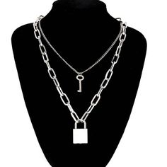 CHUNKY CHAIN Link Padlock large Key and Lock layering chain Necklace Punk Aluminum Big Chain Party Fashion Jewelry Gift for her Make a statement when you wear this chunky chain necklace from ZGlodStar NECKLACE DETAILS Chain length: 18 in. with 3-in. extender Clasp: lobster-claw Metal: aluminum   Finish: polished SHIPPING AND USEFULL INFORMATION : *I SHIP OUT YOUR ORDER THE SAME OR NEXT DAY  *I USE USPS FIRST CLASS PACKAGE 2-4 BUSINESS DAYS DELIVERY  *SOME JEWELRY IS SHIPPED REGULAR MAIL WITH OUT Lock Chain Necklace, Aesthetic Egirl, Lock Chain, Pendants For Women, Lock Necklace, Punk Jewelry, Rock Punk, Chains Necklaces, Silver Accessories