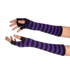 Purple Arm Warmers, Striped Arm Warmers, Striped Fingerless Gloves, Fingerless Arm Warmers, Black Fingerless Gloves, Purple Gloves, Striped Gloves, Gloves Fingerless, Scene Girls