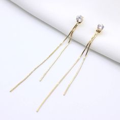 Vintage Gold Long Thread Tassel Drop Earrings Long Pearl Earrings, Korean Earrings, Korean Jewelry, Wedding Earrings Drop, Long Tassel Earrings, Tassel Drop Earrings, Long Drop Earrings, Stylish Earring, Hanging Earrings