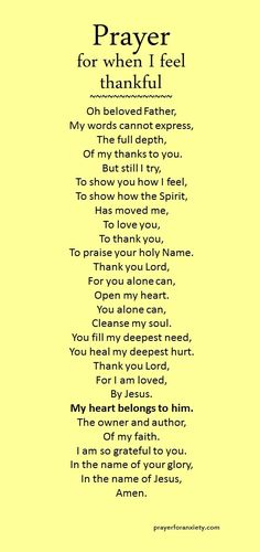 a poem that reads prayer for when i feel thank