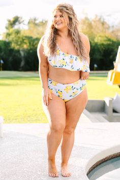 Throw this swimmie on and sit on the beach until sunset! This cutie has a super sweet lemon pattern with a one shoulder fit to keep you chic all season long! Style it with the matching bottom and sunnies for a fun in the sun look! 82% Polyamide, 18% Elasthane Playful Yellow Swimwear For Sunbathing, Beachy Swimwear For Sunbathing In Spring, Spring Beachy Swimwear For Sunbathing, Playful Yellow Swimwear For Beach Season, Trendy Summer Swimwear For Brunch, Yellow Lemon Print Swimwear For Beach Season, Playful Yellow Swimwear For Vacation, Playful Yellow Swimwear For Spring, Yellow Summer Swimwear For Vacation