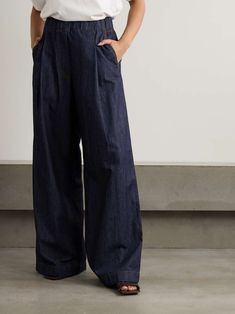 DRIES VAN NOTEN Pila pleated high-rise wide-leg jeans | NET-A-PORTER High Rise Wide Leg Jeans, Floral Dresses Short, Exclusive Dress, Dries Van Noten, Party Looks, Jeans Dress, Net A Porter, Wide Leg Jeans, Women Collection