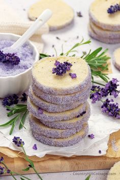 stack of lavender cookies Shortbread Recipes, Dessert Dips, Shortbread Cookies