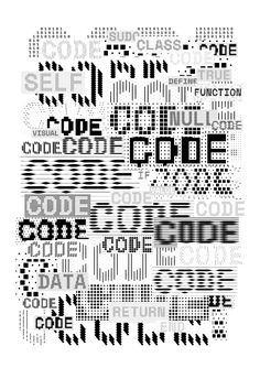 some type of text that is black and white with the word code on it in different languages