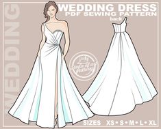 the wedding dress sewing pattern is available in sizes xs - 3xl