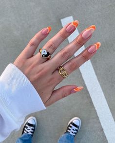 50+ Stunning Orange Nails You Need To Try; swirl nails! This includes orange nails acrylic, orange nails ideas, orange nails summer, orange nails spring, orange nails short, orange nails design, orange nails aesthetic, orange nails with flowers, orange nails almond & more! This also includes, orange nail art, orange nails acrylic short, orange nail designs, orange nail designs summer, orange nail polish, summer nails, summer nails ideas, spring nails & more! #orangenails #orangenailssummer Nails Acrylic Orange, Orange Nails Acrylic, Orange Nails Summer, Tip Nail Designs