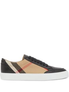 For a check pattern, where else would you turn but to Burberry? These low-top sneakers will fill the check-print hole in your life. Best foot forward to the checkout. Featuring a classic check pattern, a branded insole, a logo to the outside, an almond toe and a front lace up detail. | Burberry Check Pattern Low-Top Sneakers Burberry Shoes Sneakers, Mens Brown Shirt, Green Sweater Women, Brown Coat Women, Burberry Sneakers, Designer Things, Black Boots Men, T Bar Shoes, Black Pants Men