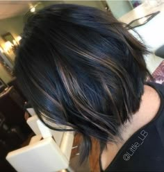 Highlight Bob, Black Hair Balayage, Black Hair With Highlights, Balayage Color, Color Highlights, Brown Hair Balayage, Hair Affair, Hair Color And Cut, Ombre Balayage