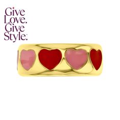 in stock Red Enamel Jewelry For Valentine's Day, Red 14k Gold Jewelry For Valentine's Day, Macy's Pink Jewelry For Anniversary, Gold Heart Print Jewelry For Valentine's Day, Valentine's Day Multicolor Enamel Jewelry, Heart Band, Easter Shopping, Quilted Coverlet, Pink Enamel