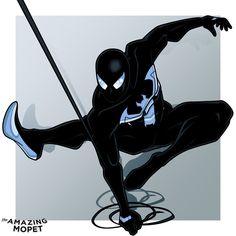 a drawing of a spider man with a pole