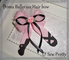 "Can you say \"Twinkle Toes\" ? Everyone will be asking where you got this Ballet Hair bow ! This Ballet Hair Bow is made from a custom O' Sew Pretty copyrighted Printed ribbon then made into a ballerina hair bow. That means you will not have to worry about the toe shoe falling off, because its printed right on the ribbon. Hair Bow Measures Head of the bow is 3.5\" across and the tails are 4.5\" long and are made from 7/8\" ribbon All Hair Bow are handmade by me from ribbon made in the U.S.A. I Hair Bows Black, Ballet Hair, Ballerina Hair, Ballet Hairstyles, Dance Hair, Newborn Hospital Hats, Kids Hair Bows, Newborn Hats, Pink Hair Bows