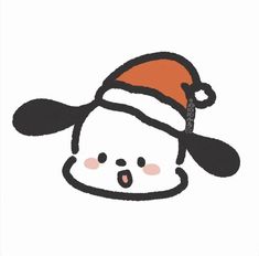 an image of a cartoon character with a santa hat on it's head and tongue sticking out