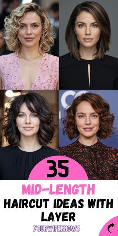 35 Gorgeous Mid-Length Haircuts with Layers You'll Love in 2024 Trendy Bangs, Blow Dry Hair