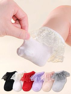 6 Pairs Of Baby Girls Socks Mesh Ruffle Lace Socks Cute Ruffle Socks Newborn/Infant/Toddler Thin Socks Formal Socks Multicolor    Fabric   Medium Stretch  Baby & Kids' Socks & Tights, size features are:Bust: ,Length: ,Sleeve Length: Cute Elastic Spring Socks, Cute Elastic Socks For Spring, White Ruffled Socks For Summer, Stretch White Socks With Ruffles, White Stretch Socks With Ruffles, Vogue Kids, Ruffle Socks, Ruffled Socks