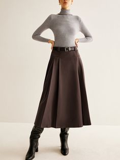 DETAILS
Composition: 75% Polyester, 25% Cotton
Design: Belted
Style: Elegant
Thickness: Regular
Sheer: No
Material: Woven Fabric
Occasion: Leisure Fitted Belted Pleated Skirt For Work, Elegant Pleated Skirt With Belt, Elegant Spring Pleated Skirt With Belt, Belted Skirt For Workwear In Fall, Fall Workwear Belted Skirt, Belted Skirt For Fall Workwear, Fall Workwear Belted Pleated Skirt, Brown Belted Skirt For Workwear, Brown Belted Skirt For Work