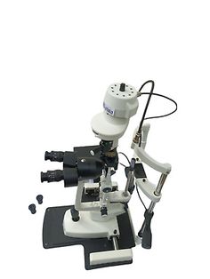 an electronic microscope is shown on a white background