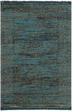 an area rug with blue and brown colors