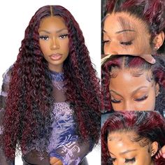 ✅ Deep Parting Space | 6inch Deep Lace Part, Free parting on natural scalp ✅ Invisible Swiss Lace | Transparent lace melts with different skin tones. ✅ 100% Human Hair | All 100% Cuticle aligned human hair, Smooth and Soft Hair. ✅ Premium Quality | Pre-colored Highlight Color P1B/99J Burgundy. Can be curled, Straightened, And Restyled As You Like, Bring you a unique natural look. ✅ Affordable Luxury | Up to 40inch avaible, rock bottom price. Wig Info>>1B/99J Body Wave 13x6 Lace Frontal WigWig Se Burgundy Deep Wave Wig, Burgundy Deep Wave, 13x6 Lace Frontal Wig, Balayage Bob, Honey Blonde Highlights, Different Skin Tones, Wave Wig, Curly Human Hair Wig, Curly Lace Front Wigs