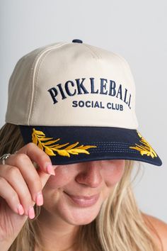 Pickleball club captain hat ivory/navy - Trendy Gifts at Lush Fashion Lounge Boutique in Oklahoma City Hat For Summer, Women's Boutique, Snap Back, Social Club, Snap Backs, Oklahoma City, Pickleball, Ladies Boutique, Snapback Hat