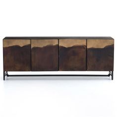 the sideboard is made out of wood and metal