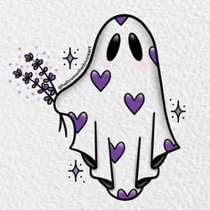 a ghost with hearts and stars on it