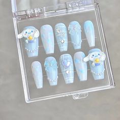 Easy Nail Polish, Fake Nails Long, Asian Nails, Hello Kitty Nails, Cute Nail Art