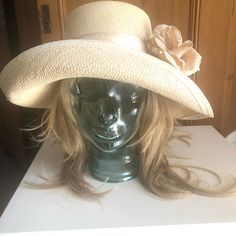 Stunning Hat, Excellent Condition, Never Worn, I Found It At A Vintage Store And Just Fell In Love With It Years Ago. I Never Wore It. My Ladies Tea Days At The Huntington Pasadena Ca Gardens Are A Distant Past. But The Derby Is Where This Can Be Worn. I Usually Don’t Fall For Old Fashioned Hats But This Is Gorgeous! Nice Brim Folding Just Right. Beautiful Soft Pink/Cream Ribbon And Trimmed And Hem Brim. Price Is Firm. Chic Beige Straw Hat For Garden Party, Formal Straw Hat For Spring, Formal Spring Straw Hat, Beige Straw Hat For Spring Garden Party, Chic Straw Hat For Garden Party, Elegant Cream Straw Hat, Spring Formal Straw Hat, Spring Wedding Straw Hat, Classic Beige Straw Hat For Garden Party