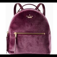 Beautiful Kate Spade Velvet Backpack. Like Brand New! This Adorable Backpack Will Look Cute Dressed Up Or Down.. Love Love Love This Backpack!! Pretty Plum Color. Trendy Kate Spade Backpack, Trendy Kate Spade Standard Backpack, Kate Spade School Backpack, Kate Spade Backpack With Zipper Closure, Kate Spade Backpack For Errands, Small Black Leather Backpack, Kate Spade Leather Backpack, Kate Spade Backpack Purse, Velvet Backpack