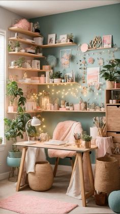 a room filled with lots of shelves and plants on top of each shelf in front of a window