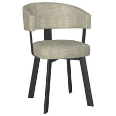 an upholstered chair with black legs and a light gray fabric backrest, viewed from the front