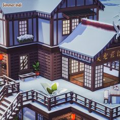 an image of a japanese house in the snow