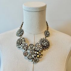 Brand New With Tags! Floral Statement Necklace, Crystal Statement Necklace, Jewel Necklace, Beautiful Costumes, J Crew Jewelry, Purple Rhinestone, Geometric Necklace, Station Necklace, Rhinestone Necklace