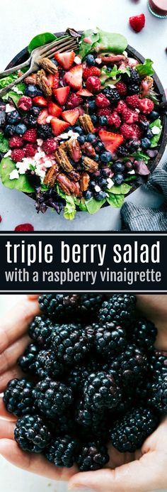 the cover of triple berry salad with raspberry vinaigrette