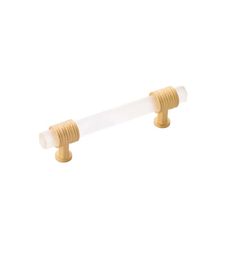 an image of a white and gold colored handle for a toilet roll holder on a white background