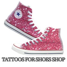 Custom Converse High Top Shoes Sparkles Pink Each pair of shoes is made to order, please make sure you put in the correct shoe size before you check out. The ink is permanent and will never come off, fade away, or peel off. Made in the USA. This price includes everything: shoes, artwork, and shipping. Because the artwork is custom made for you, there are no refunds. exchanges or returns. If you have any issues with your order, please feel free to reach out to us and we will be more than glad to help you! Please note that colors of actual item may slightly differ from what you see on your screen due to differences in computer monitor settings. There will be a slight fading at the heal and at the toe due to the curvature of the shoe, as shown in the images. *Our Sparkles collection are not m Custom Converse High Tops, Sparkle Converse, Pink Converse, Sparkle Shoes, Custom Converse, Converse High, Converse High Tops, High Top Shoes, Converse Shoes