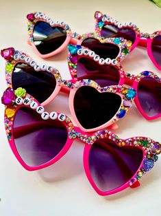 Taylor Swift Birthday Party Outfit, Bejeweled Outfits Taylor Swift, Eras Tour Bead Sunglasses, Bejewelled Taylor Swift Outfit, Taylor Swift Eras Accessories, Heart Sunglasses Taylor Swift, Taylor Swift Class Valentines, Outfits For Ts Concert, Eras Tour Diy Accessories