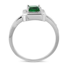 Top of ring height: 9.8mm

         Top of ring width: 9.8mm

      Band width:  1.9mm

      Shank width: 1.5mm

    
        Stone material:  green & clear cubic zirconia

      Center stone size: 5.5mm  

      Stone shape:  princess cut (center) & round

      Center stone carat    weight: 0.7 ct.

      Total number of CZ    stones: 37

      Stone setting:  prong setting

   
       Metal:  925 sterling silver

      Plating:  rhodium plated    (what is rhodium? Cushion Halo Ring, Cushion Halo Engagement Ring, Cushion Halo, Stone Material, Stone Setting, Halo Ring, Halo Rings, Halo Engagement Ring, Cz Stone